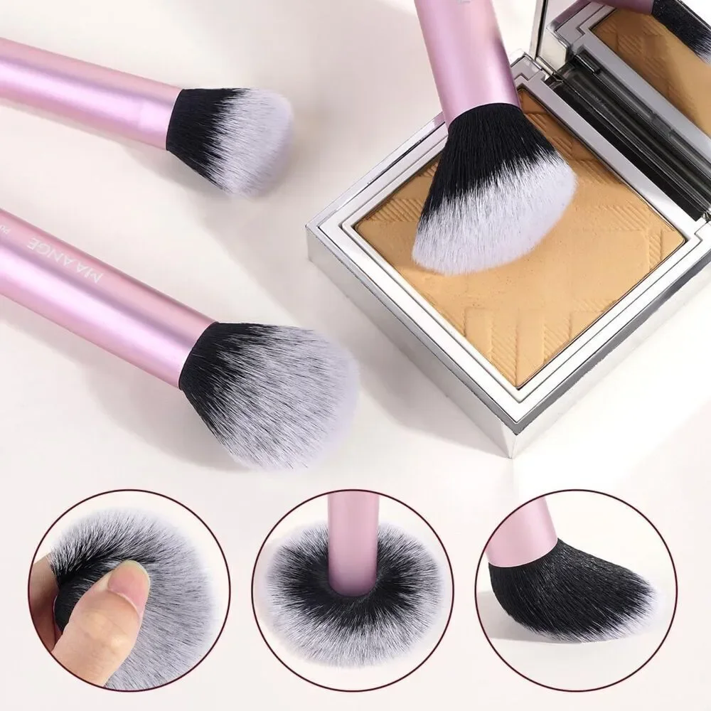 Maange 16 Pieces Pink Makeup Brushes Travel Set For Cosmetics Blending